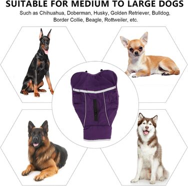 Зимовий теплий куртка для собак з регулюванням, світловідбиваючий, м'який, для малих, середніх та великих порід (M) фіолетовий