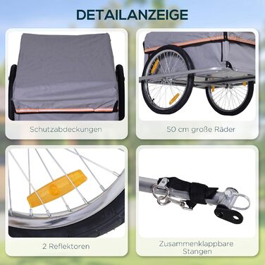 Причіп для велосипеда HOMCOM - вантажний причіп для дітей (сірий)