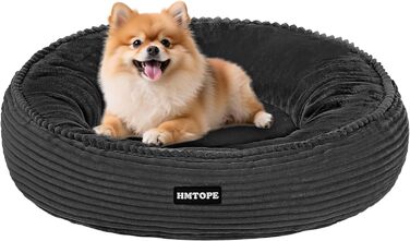 Кругле ліжко для собак та котів, зручне та миється, Ø 60 см, темно-сірий кошик для собак, ліжко-подушка, 60x60x18 см