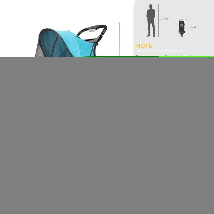 Дитяча коляска для собак і котів Haustier, 4 колеса, швидко складається, легка, для середніх та маленьких тварин (Сапфір)