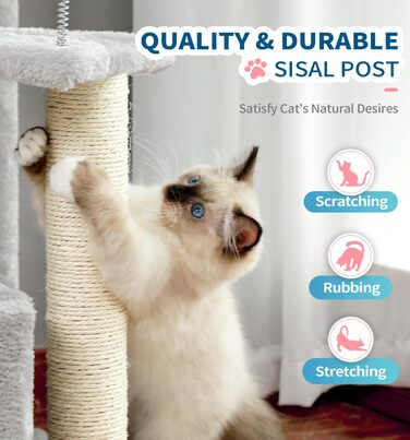 Котячий будиночок Made4Pets, килимовий когтеточка, сірий, багаторівневий дерев'яний комплекс для котів, 73,7 см, сучасний ігровий меблевий комплекс для маленьких та середніх домашніх котів