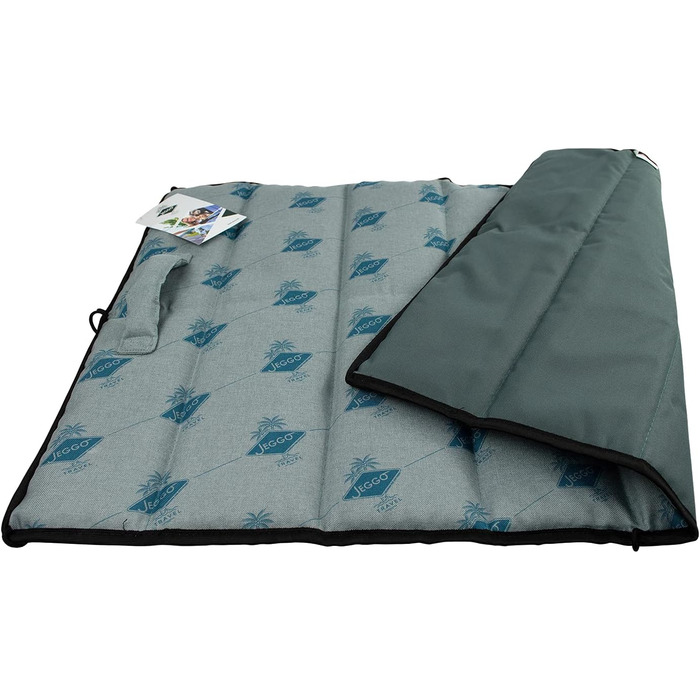 Килимок для собак JEGGO 'Cannes', компактний та мобільний, з ручкою для перенесення, для собак та людей, ідеальний для подорожей, водовідштовхувальний, Made in EU (Блакитний, Large)