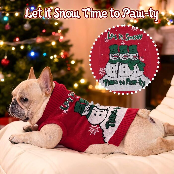 Світшот для собак IECOii з коміром-мотоциклом, флісовий пуловер, святковий пуловер на Різдво, в'язаний пуловер для собак на Хелловін, м'який пуловер для собак, зелений, червоний (XL)