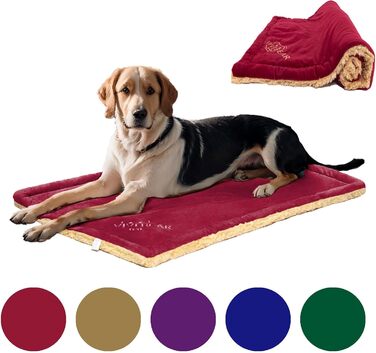 Килимок для собак Comfy, великі породи - миючий, плюшевий, стильний, лежанка для собак, ковдра, двосторонній (110x70 см) - 2 шт (червоний)