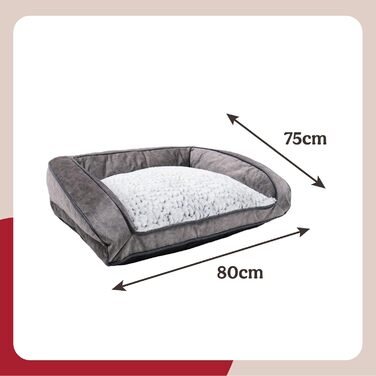Ліжко для собак Rosewood з флісовою підкладкою, сіре, 64 x 64 x 20 см (67 x 85 x 25 см), розкладне