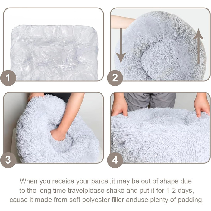 М'яке ліжко для кота Aspand, 60 см Ø - зручне та тепле місце для сну з антиковзною основою, Бежевий колір, 60x60x18 см