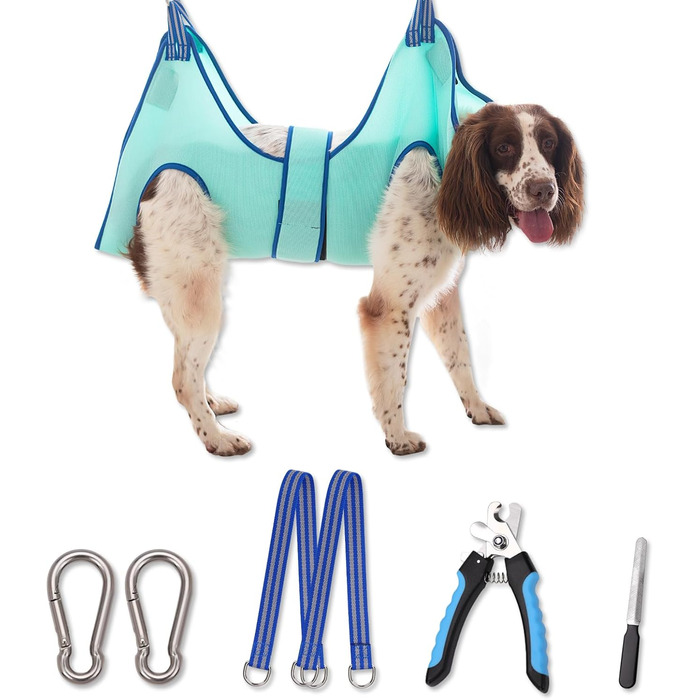 Гамак для грумінгу собак, гамак для догляду за собаками, гамак для підстригання кігтів з кусачками, гамак для грумінгу собак з широким ременем (Medium 16 кг Max/Турквіс) 16 кг Max/Турквіс (X-Large 30 кг Max/Турквіс, Extra Large)