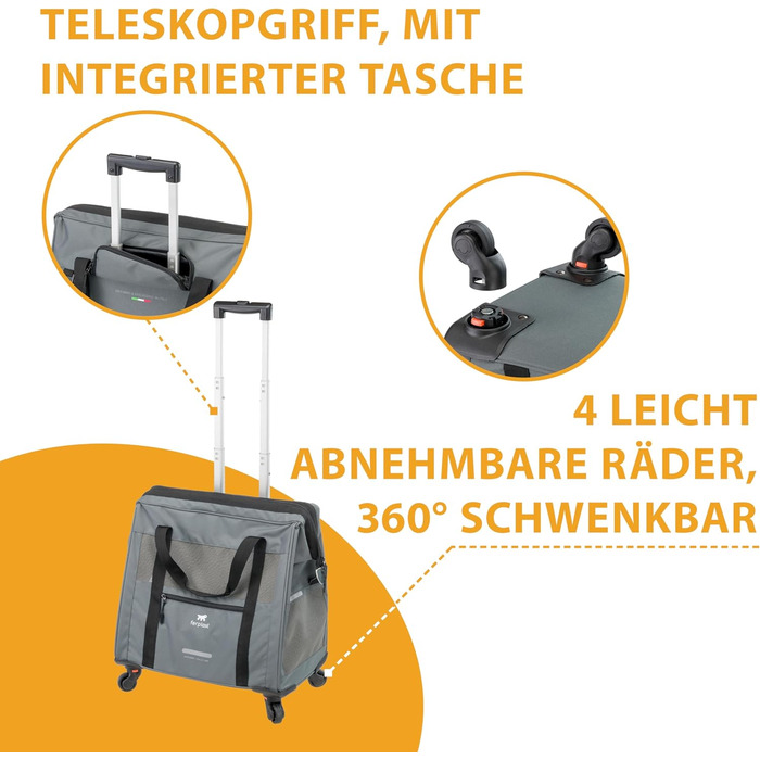 Транспортна переноска для собак та котів Ferplast Voyager Trolley, біла, з висувним ручками та колесами, до 15 кг, 46x26x48 см