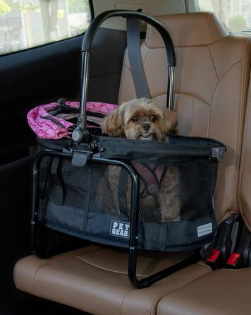 Переноска для тварин Pet Gear View 360, автокрісло з підвищенням сидіння, для маленьких собак і котів, з сітчастою вентиляцією, рожковий квітковий дизайн