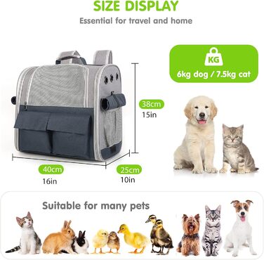 Рюкзак для тварин PETCUTE: переноска для собак та котів, з виймальною підстилкою та ременем безпеки, зелений (блакитний)