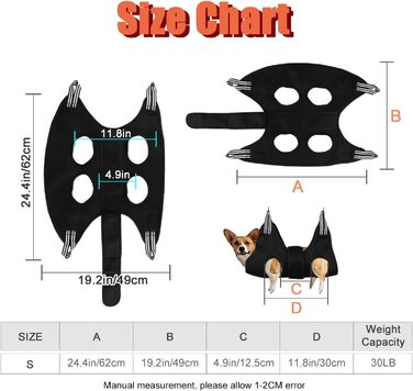 Набір для догляду за тваринами: лежанка-гамак, інструмент для стрижки кігтів, нашийник для грумінгу, фіксатор, петля для грумінгу, дихаюча сумка для тварин, помічник для маленьких тварин, догляд за кігтями (чорний, 5 шт.)