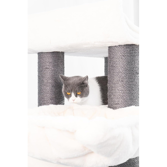 Дряпак для котів Petrebels Maine Coon XXL, 190 см, дизайн для великих котів, сизаль, колір Off-White