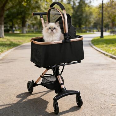 Дитяча коляска для тварин, бугі, складна, для собак та котів, чорна, до 20 кг
