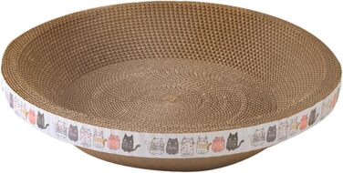 Кігтеточка для котів овальної форми, з мискою та гніздом, гофрокартон, ідеально для диванів та килимів (діаметр 35 см, висота 8 см)