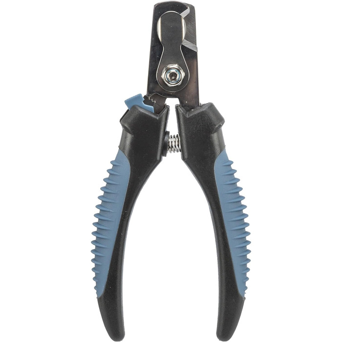 Ножиці для догляду за кігтями TRIXIE для собак, котів, дрібних тварин та птахів - безпечний замок - обмеження запобігає надмірному скороченню - нержавіюча сталь - гумова ручка - чорний/синій - 13 см - 2371