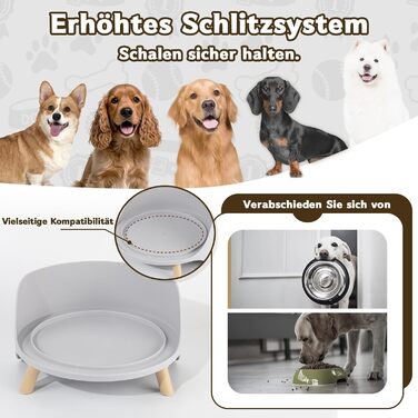 Підвищена стійка для великих мисок для собак - годівниця для середніх та великих собак - для мисок діаметром до 20,2 см - сірого кольору (миска не входить до комплекту) Large сірий