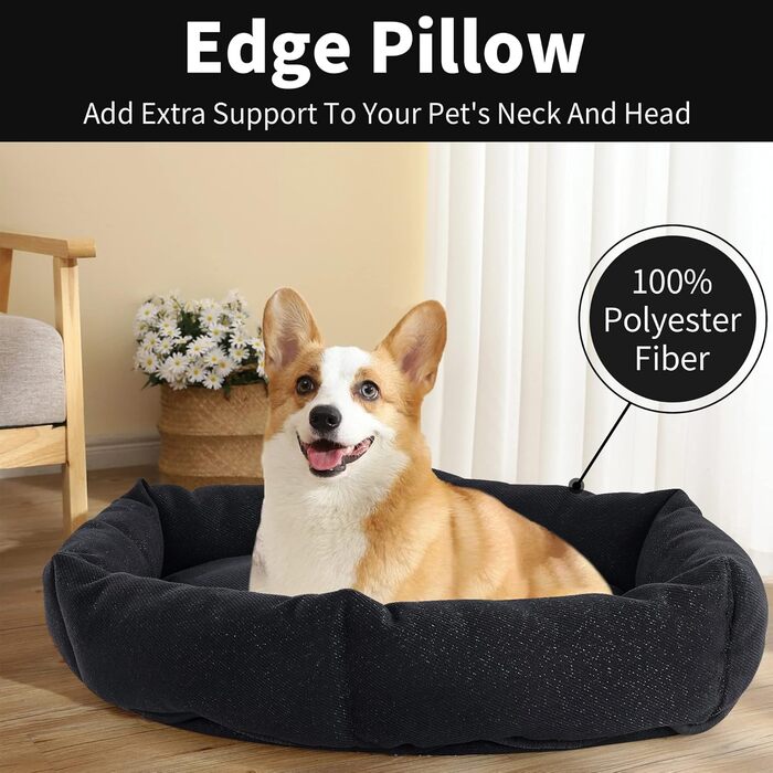 Міцне собаче ліжко HOMBYS: неруйнівне, ортопедичне, водонепроникне, чорне, 50,8 x 61 x 12,7 см