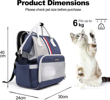 Рюкзак для кота та маленьких собак Galatée, дихаючий, зручний, для подорожей, походів, кемпінгу (світло-сірий)