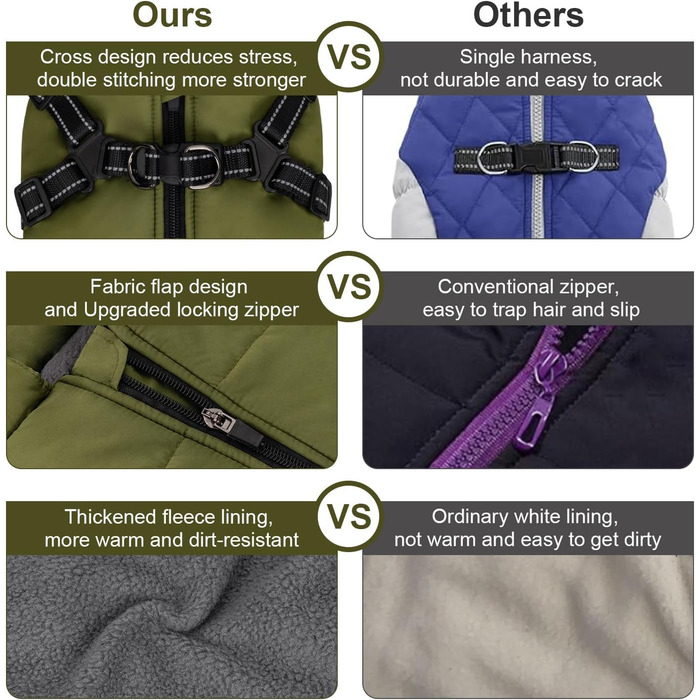 Зимовий одяг для собак: тепла куртка з нагрудником, вітрозахисна жилетка з флісовою підкладкою для маленьких собак (зелена, M)