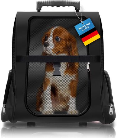 Транспортна сумка-тролей для собак і котів All Pets United, чорна, з телескопічною ручкою, рюкзак для перевезення домашніх тварин