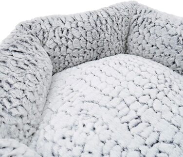 Кругле ліжко для собак з рожевого дерева, м'яке флісове покриття, імітація велюру, сіре, 64x64x20 см