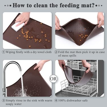 Підкладка під миску для собак та котів VIVAGLORY Grippymat, силіконова, L (60x40 см), шоколадного кольору