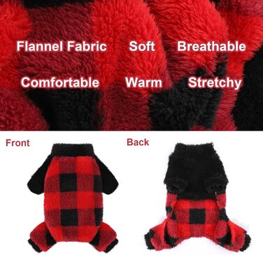 Піжама для собак з коміром-стійкою, флісовий пуловер для собак, зимовий, милий, одяг для маленьких собак, одяг для цуценят, комбінезон для домашніх тварин, чихуахуа, йоркширський тер'єр, одяг для котів (XS, червоний/подорож, однотонний (Getaway Solids), M