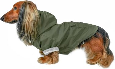 Водонепроникний дощовик для собак DJANGO Highland, оливковий, M (Medium), з капюшоном та отвором для шлейки