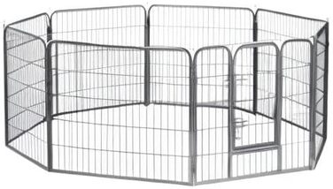 Клітка для цуценят та дрібних тварин Lionto, 80x80 см, розширювана, для дому та саду, з дверцятами та засувом, 8 елементів