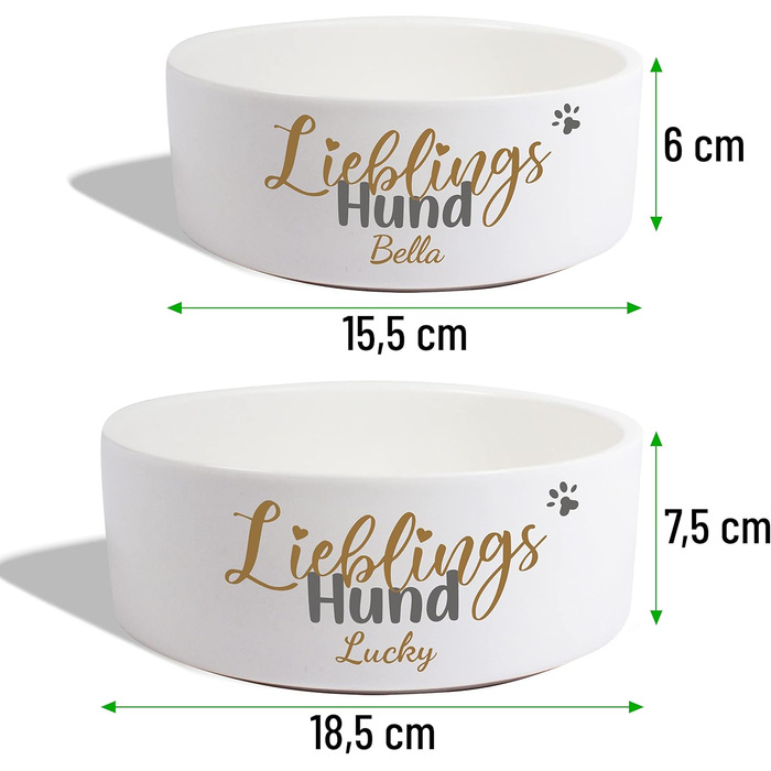 Керамічна годівниця для собак з іменем 'Улюблений пес' | Набір мисок для собак з/без підставки | Подвійна годівниця для собак, миска для їжі та води | великі, середні та малі породи собак, станція для годування (2х500мл, з підставкою)