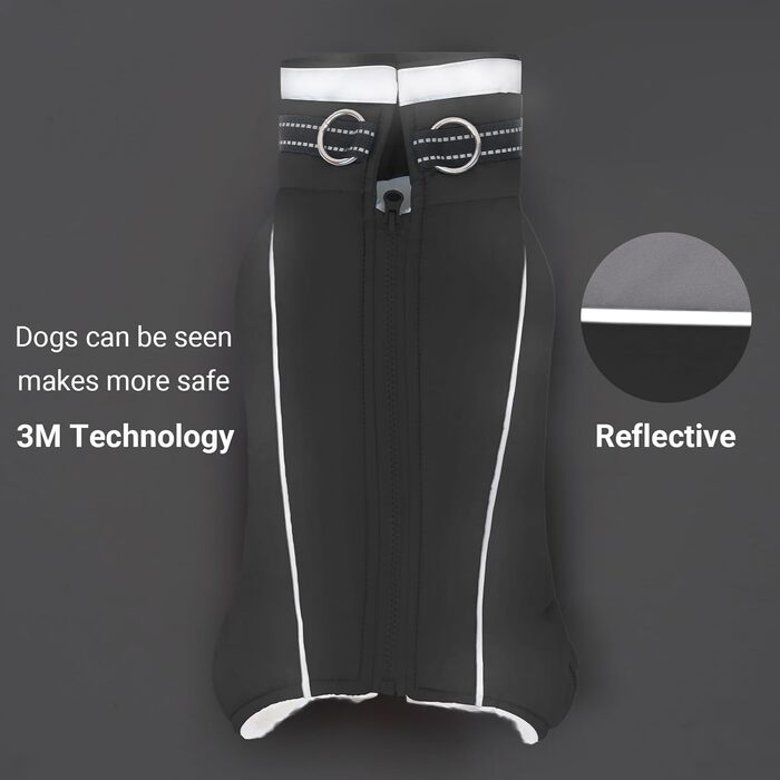 Тепла флісова куртка для собак JUY'S SONG з підкладкою, рукавами та нагрудником, світловідбиваючі смуги, для зими та осені, рожевий/чорний (L)