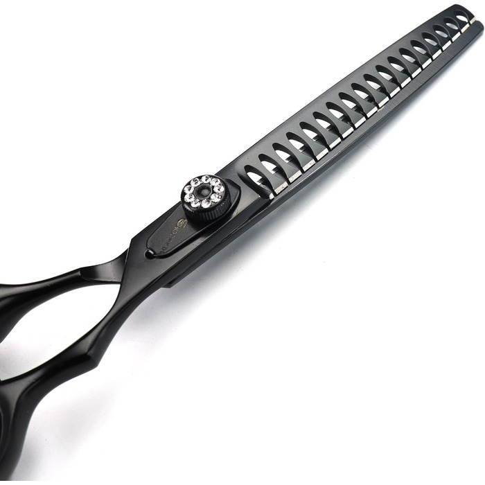 Професійна японська ножиця для грумінгу собак 7 дюймів (440C сталь) + фінішна ножиця, чорний костюм