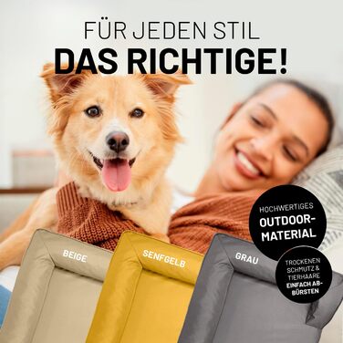 Ортопедичне собаче ліжко Lumaland Outdoor & Indoor | Зручне собаче ліжко-софа 70x60 см - ідеально для маленьких собак | Нековзне дно | Зручна, водонепроникна підстилка для собак Beige S - для дому та вулиці - 70x60 см