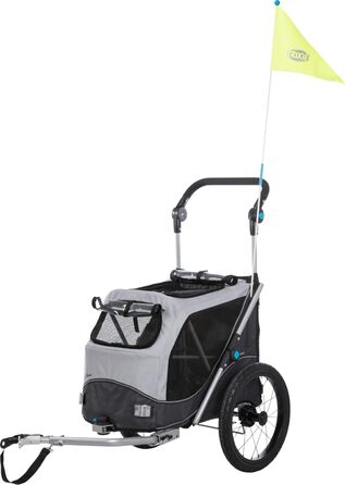 Велопричіп для собак TRIXIE 46×50×67 см, до 22 кг, зі світловідбивачами, складаний, з подушкою та повідцем