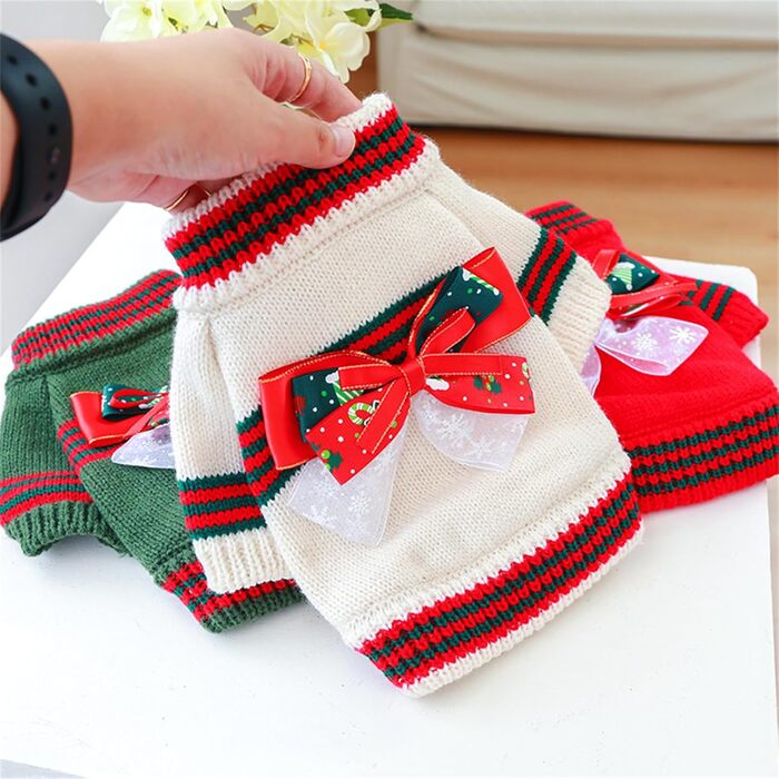 Святочний пуловер для тварин: котів та собак, в'язаний з петлями, для холодної погоди, цуценят, 2 ноги, в'язаний для котів, цуценят, маленьких собак, розмір XS (зелений). XS: Обхват грудей: 30 см