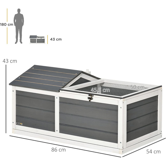Клітка для тварин PawHut з колесами, 86x54x43 см, з соснового дерева
