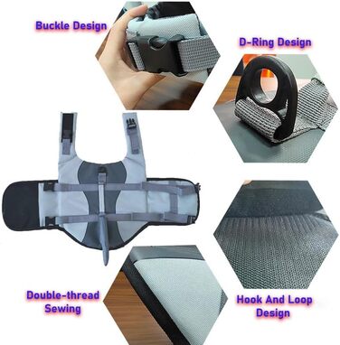 Спасальний жилет для собак Izefia: для цуценят, маленьких та великих собак, з ручками, сірий