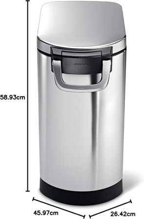 Контейнер для корму simplehuman CW1886 25 л, нержавіюча сталь, герметичний, для зберігання сухого корму для собак і котів, 12 кг, 10 років гарантії