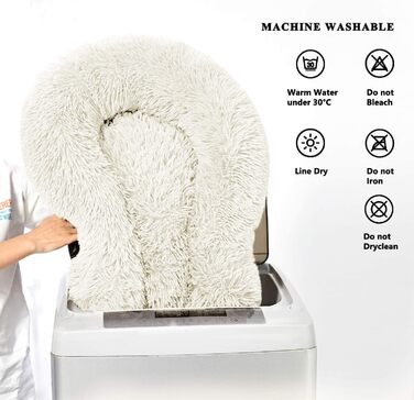 Ортопедичне ліжко для собак великих порід, м'яке плюшеве ліжко для котів та собак, біле, 60 см