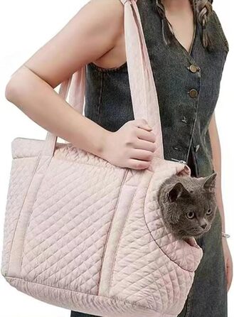 LOVIVER Сумка-переноска для котів та маленьких собак, рожева, тепла, для подорожей
