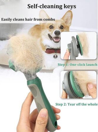 Щітка для котів та собак, аксесуари для грумінгу, видалення шерсті, самоочисна, для довгої та короткої шерсті