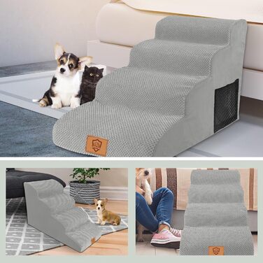 Сходинка для собак Thihome: 4 сходинки з піни, водонепроникний чохол, для маленьких собак та котів, під софу та ліжко