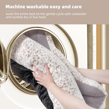 М'яке ліжко для собак Roypet з матрацом, антистресове, для цуценят, собак та котів, прямокутне, сіре, розмір S, з принтом леопарда, миється