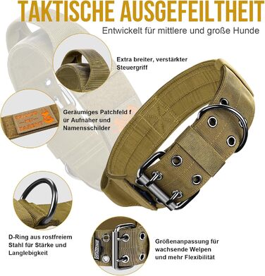 OneTigris Пояс для собак 5см з ручкою та патчем, великий розмір (XL, Коричневий)