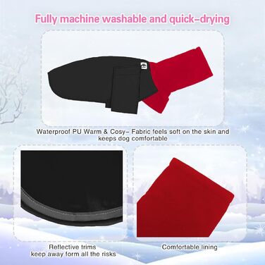 Водонепроникний зимовий теплий одяг для породистих собак Віндгаунд, Салукі, Вів'єта (Чорний, L)