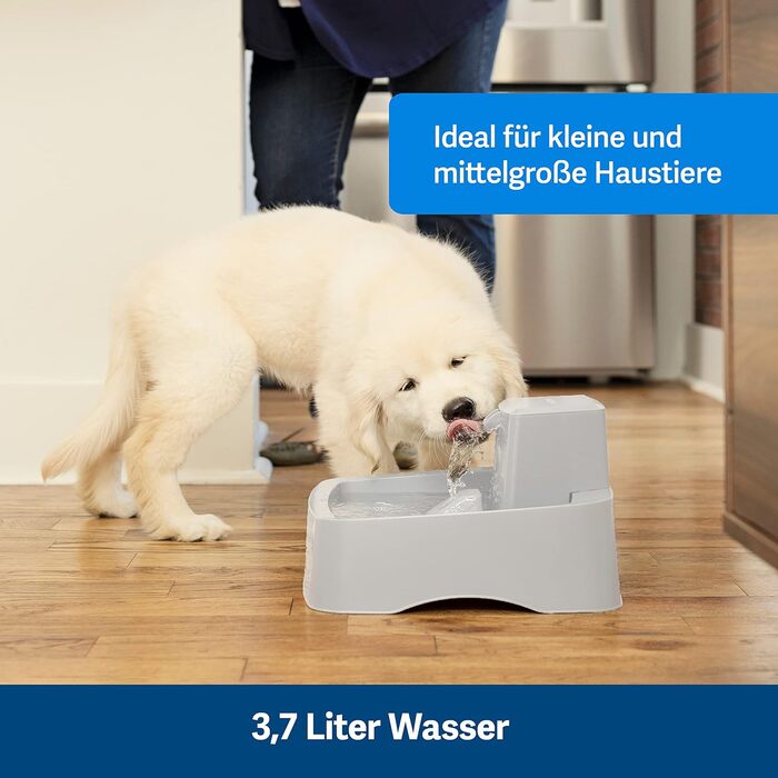 Автоматична поїлка PetSafe Drinkwell 3,7 л для собак і котів, подвійна фільтрація, BPA-вільний пластик, сіра