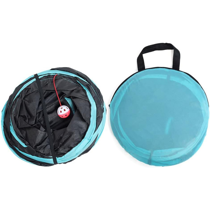 Туннель для котів Alnicov S-подібний, 3-х стороння конструкція, складаний, інтерактивна іграшка-лабіринт для кошенят, цуценят, кроликів та морських свинок з сумкою для зберігання