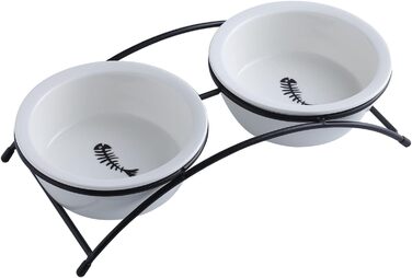 Набір мисок для котів та собак, кераміка, підняті миски для котів, 340 мл, миски для котів зі стійкою, придатні для миття в посудомийній машині