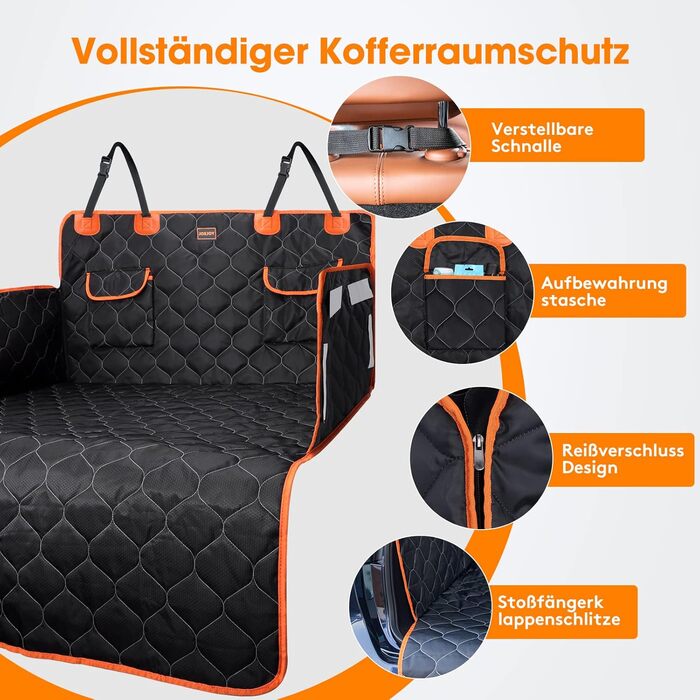 Захист для багажника авто Joejoy для собак з боковими та захистом від навантажувальної зони, універсальний, вологостійкий, стійкий до подряпин, легко чиститься, килимок для багажника, 185 x 105 см