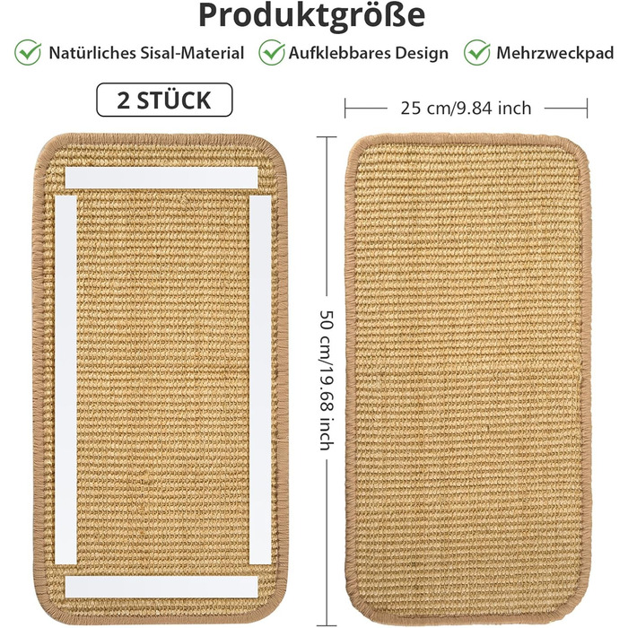 Килимок для котів з сизалю 2 шт., 50x25 см - захист від подряпин меблів